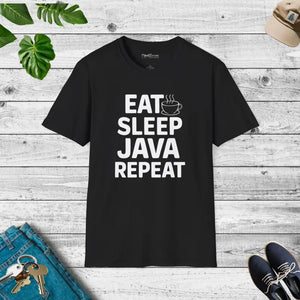 Programmer T-shirt - Eat Sleep Java Repeat Tee - Dipaliz - Black / s - T-shirts