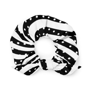 Black Lines Recycled Scrunchie - Eco Striped Hair Tie - Dipaliz - Ponytail Holders