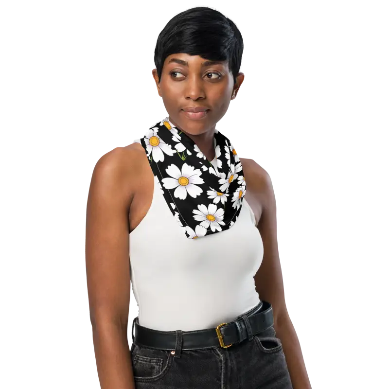 Eco-friendly Fashion: Bold White Flowers Bandana - and Scarves