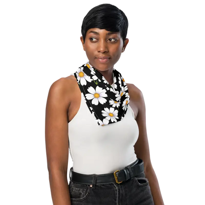 Eco-friendly Fashion: Bold White Flowers Bandana - and Scarves