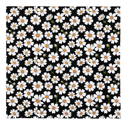 Eco-friendly Fashion: Bold White Flowers Bandana - l and Scarves