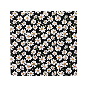Eco Friendly Bandana - White Flowers Print Bold Design - Dipaliz - m - Bandanas & Headties