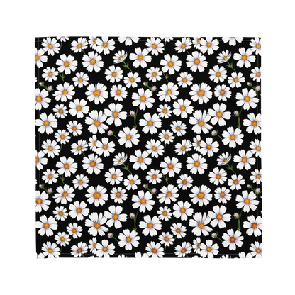 Eco-friendly Fashion: Bold White Flowers Bandana - m and Scarves