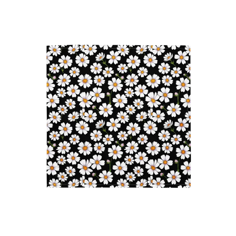 Eco-friendly Fashion: Bold White Flowers Bandana - s and Scarves