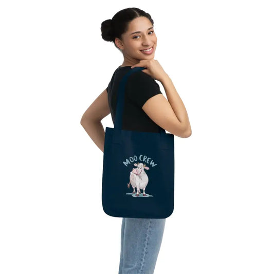 Rock your Eco Style with our Moo Crew Canvas Tote! - one Size / Navy Bags