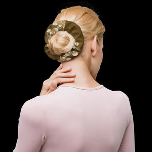 Recycled Scrunchie White Flowers on Brown Eco Fashion - Dipaliz - Ponytail Holders