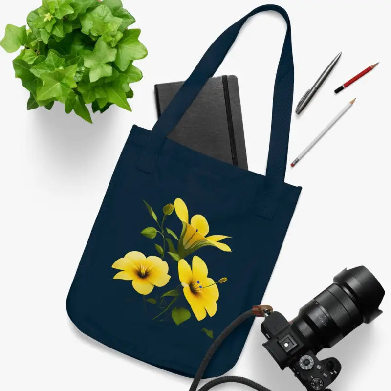 Eco-friendly Yellow Canvas Tote Bag: Style Meets Sustainability - one Size / Navy Bags