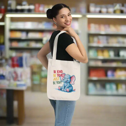 Eco-chic Elephant Canvas Tote: be Kind True just You! - Bags