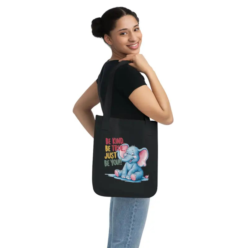 Eco-chic Elephant Canvas Tote: be Kind True just You! - one Size / Black Bags