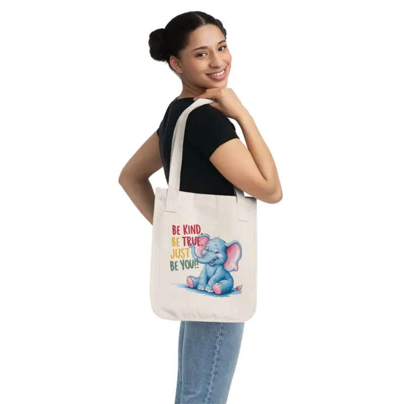 Eco-chic Elephant Canvas Tote: be Kind True just You! - one Size / Natural Bags