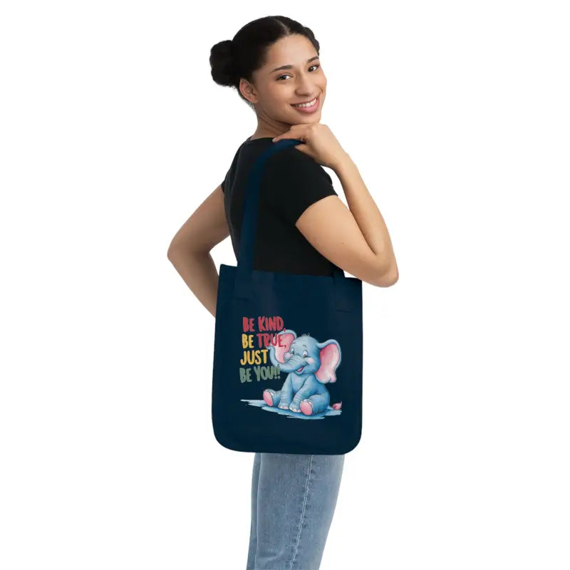 Eco-chic Elephant Canvas Tote: be Kind True just You! - one Size / Navy Bags