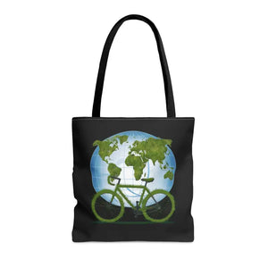 Green Aop Tote Black Cotton Handles World Environment Day Dipaliz - Shopping Totes
