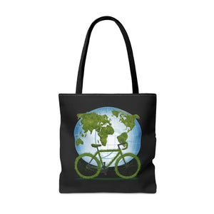 Green Aop Tote Black Cotton Handles World Environment Day Dipaliz - Shopping Totes