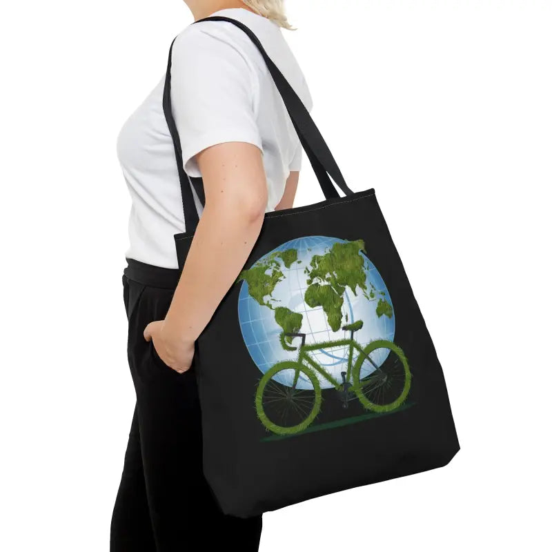 Eco-chic Green Tote with Black Cotton Handles for World Environment Day - Bags