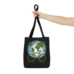 Green Aop Tote Black Cotton Handles World Environment Day Dipaliz - Small - Shopping Totes