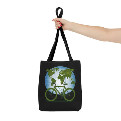 Eco-chic Green Tote with Black Cotton Handles for World Environment Day - Small Bags