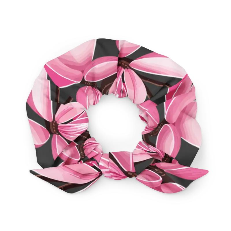 Eco-chic Magnolia Flowers Recycled Scrunchie from Dipaliz - Hair Accessory