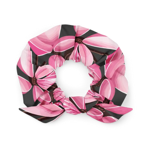 Recycled Scrunchie Magnolia Flowers one Size Eco Hair Tie - Dipaliz - Ponytail Holders