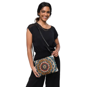 Faux Leather Crossbody Bag Mandal Pattern Urban Chic - Dipaliz - Cross Body Bags