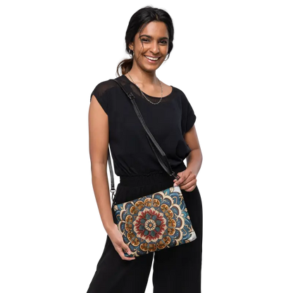 Eco-chic Crossbody Bag in Mandal Pattern Faux Leather - Bags