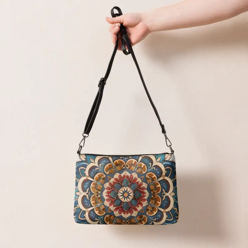 Eco-chic Crossbody Bag in Mandal Pattern Faux Leather - Bags