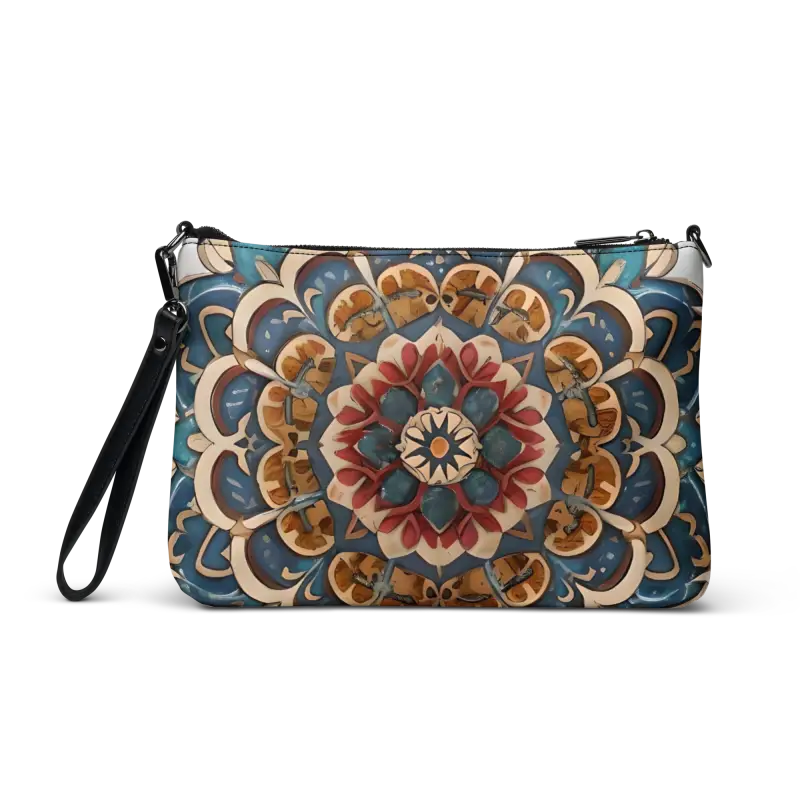 Eco-chic Crossbody Bag in Mandal Pattern Faux Leather - Bags