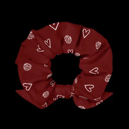 Eco-chic Maroon Recycled Scrunchie for Sustainable Style - Hair Accessory