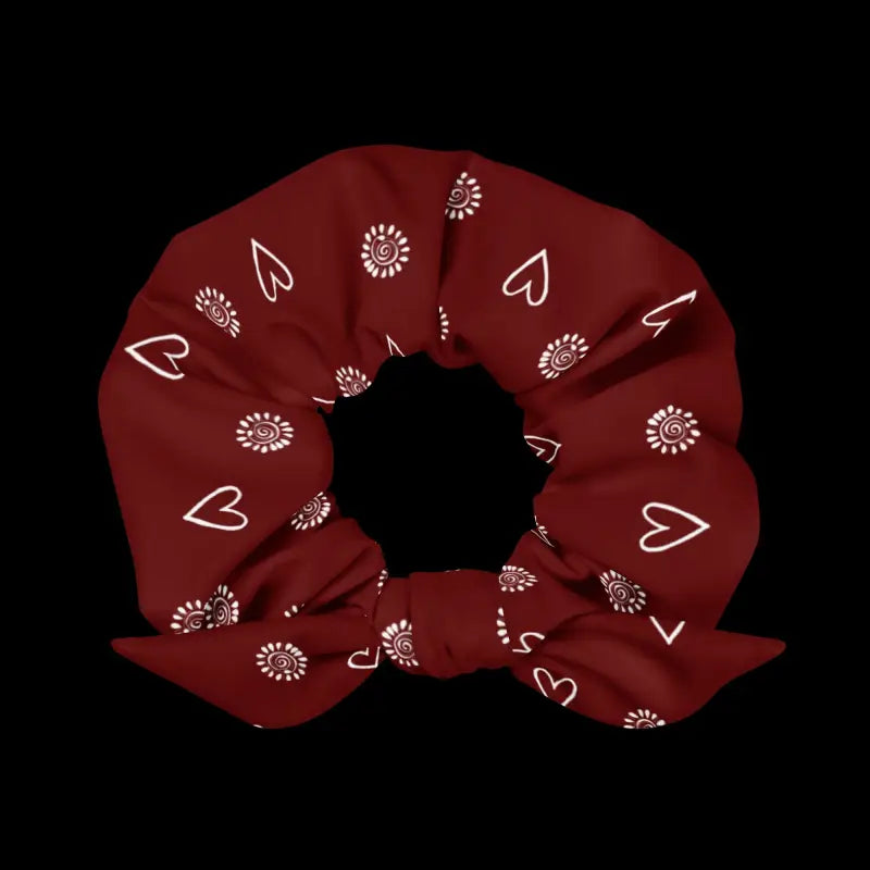 Eco-chic Maroon Recycled Scrunchie for Sustainable Style - Hair Accessory