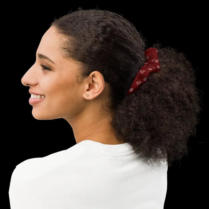 Eco-chic Maroon Recycled Scrunchie for Sustainable Style - Hair Accessory