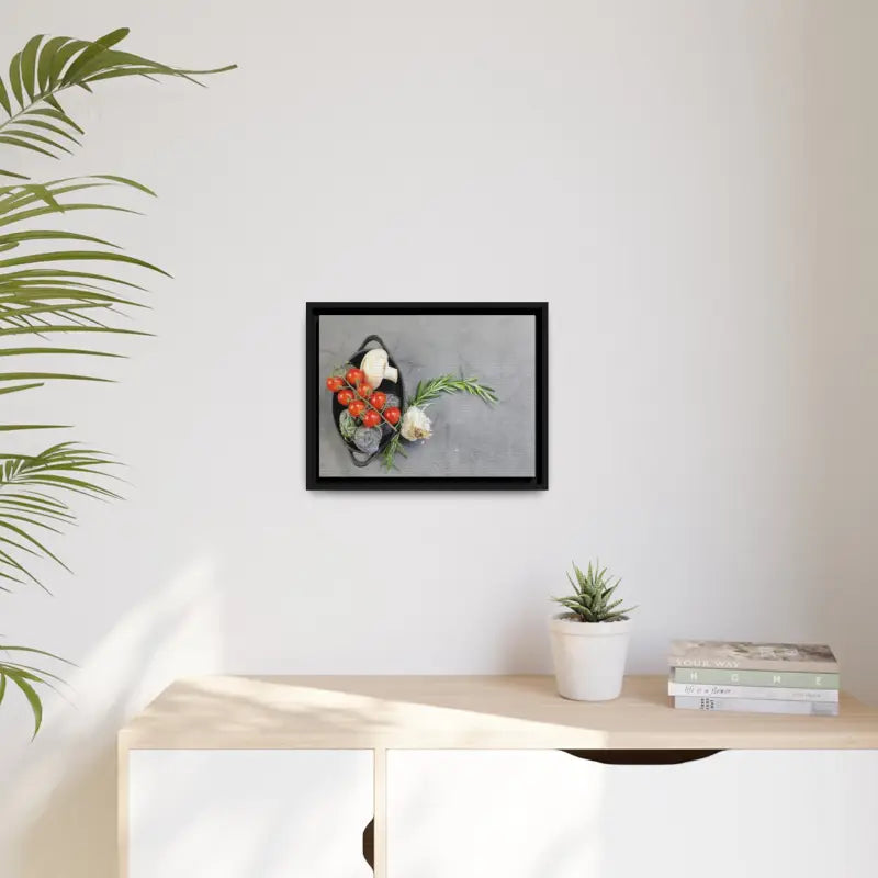 Eco Chic Matte Canvas: Fresh Veggies in a Sleek Black Frame - Canvas