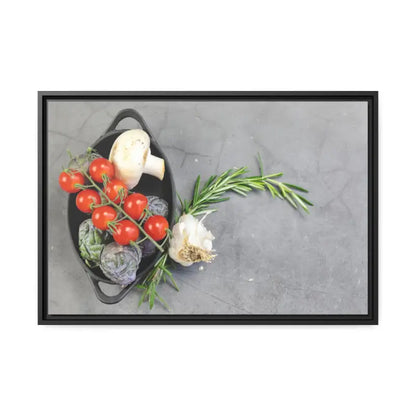 Eco Chic Matte Canvas: Fresh Veggies in a Sleek Black Frame - 30″ x 20″ (horizontal) / 1.25’’ Canvas