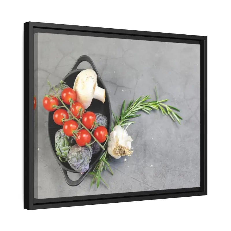 Eco Chic Matte Canvas: Fresh Veggies in a Sleek Black Frame - Canvas