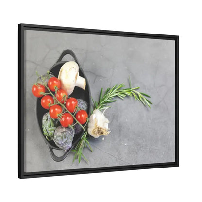 Eco Chic Matte Canvas: Fresh Veggies in a Sleek Black Frame - Canvas