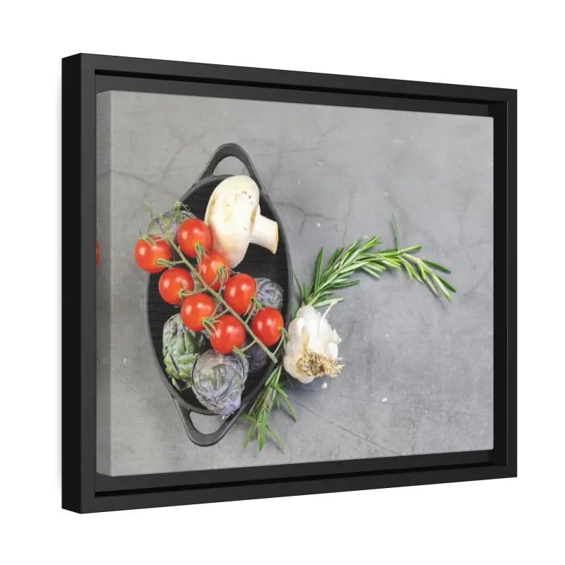 Eco Chic Matte Canvas: Fresh Veggies in a Sleek Black Frame - Canvas