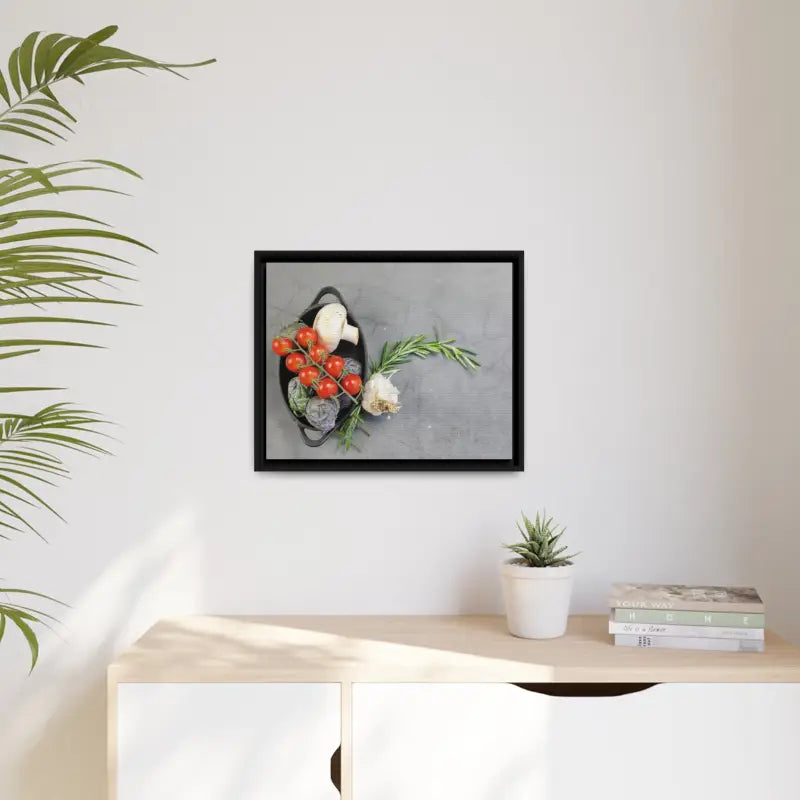 Eco Chic Matte Canvas: Fresh Veggies in a Sleek Black Frame - Canvas