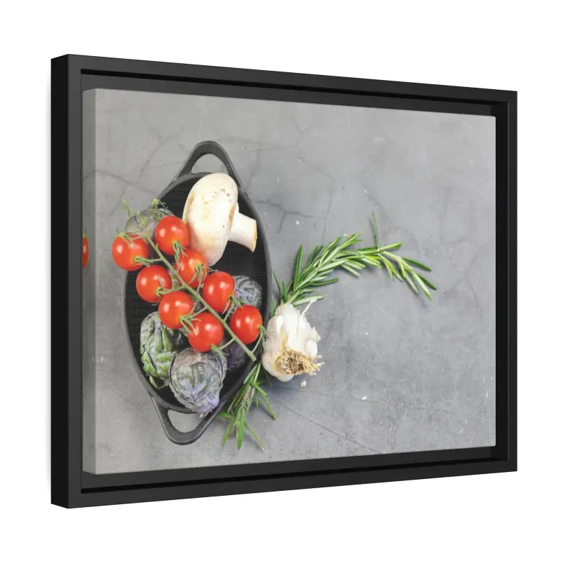 Eco Chic Matte Canvas: Fresh Veggies in a Sleek Black Frame - Canvas