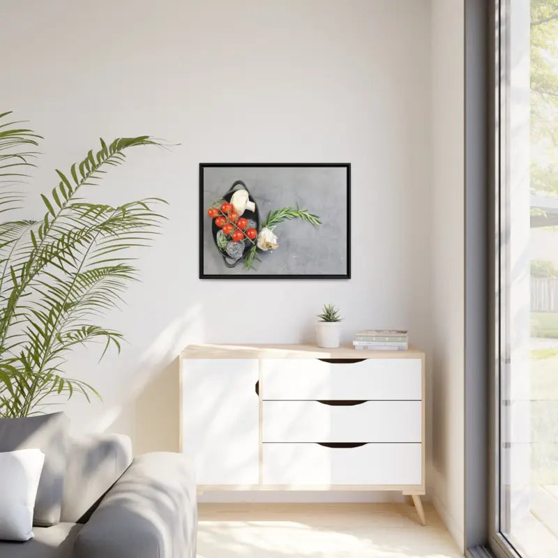 Eco Chic Matte Canvas: Fresh Veggies in a Sleek Black Frame - Canvas