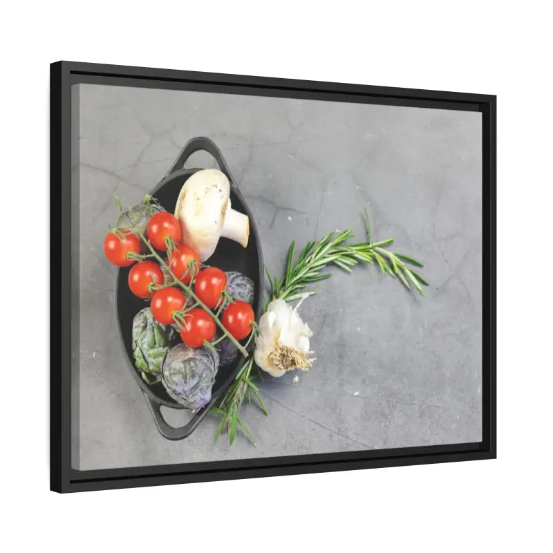 Eco Chic Matte Canvas: Fresh Veggies in a Sleek Black Frame - Canvas