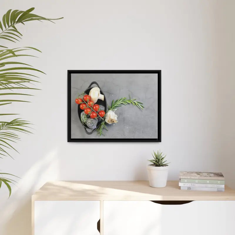 Eco Chic Matte Canvas: Fresh Veggies in a Sleek Black Frame - Canvas