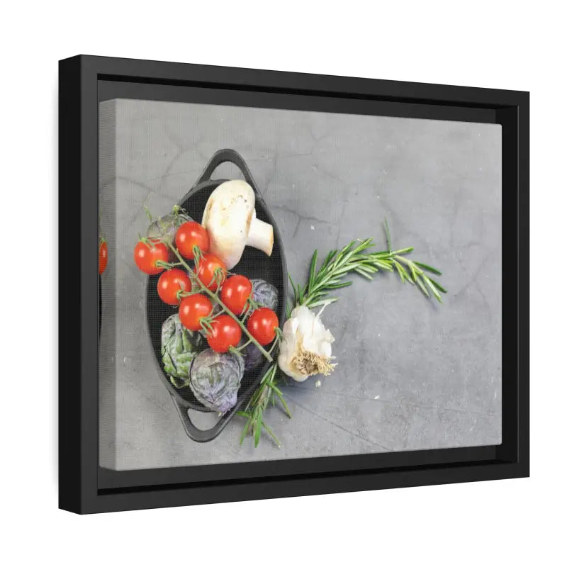 Eco Chic Matte Canvas: Fresh Veggies in a Sleek Black Frame - Canvas