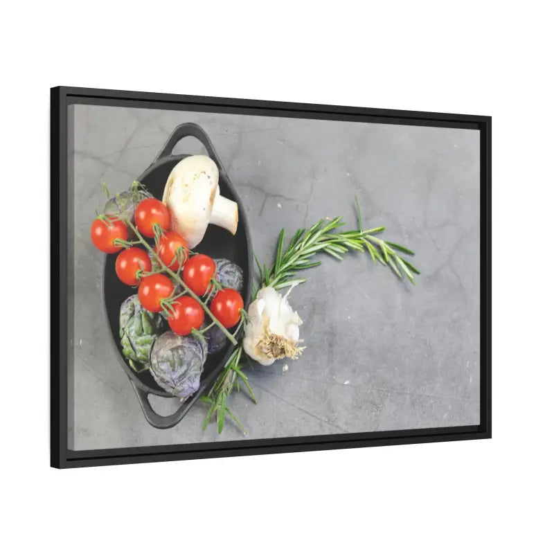 Eco Chic Matte Canvas: Fresh Veggies in a Sleek Black Frame - Canvas