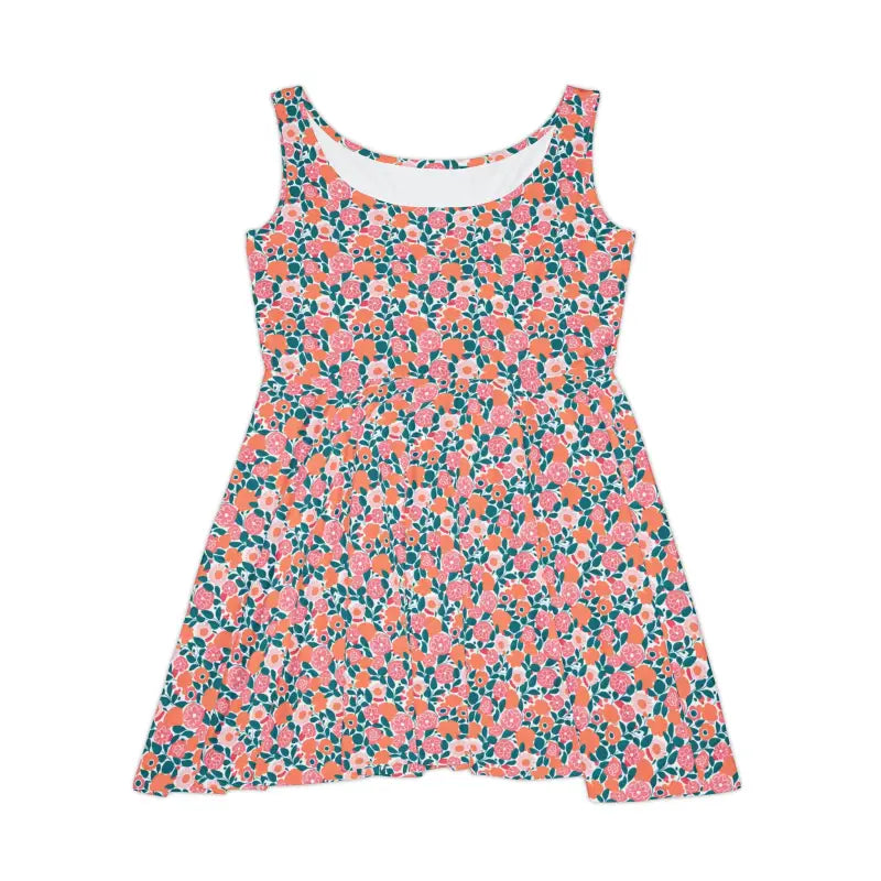 Eco-chic Skater Dress with Pastel Floral Pop - Dresses