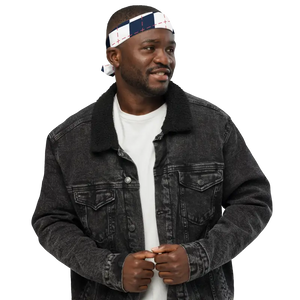 Print Bandana Navy White Checkered Eco Polyester - Dipaliz - m - Bandanas & Headties