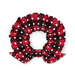 Recycled Scrunchie - Polka Dots Red Black Eco Chic - Dipaliz - Ponytail Holders