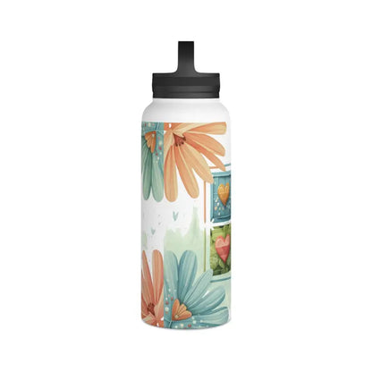 Eco-chic Stainless Steel Water Bottle with Soft Colored Florals - Mug