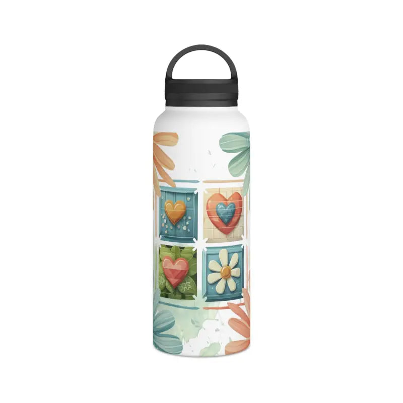 Eco-chic Stainless Steel Water Bottle with Soft Colored Florals - White / 32oz Mug