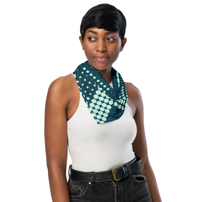 Eco-chic Green Checkered Polyester Bandana - Sustainable Style - l and Scarves