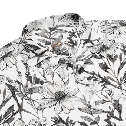 Eco-chic Unisex Button Shirt with Graphic Flowers Flair