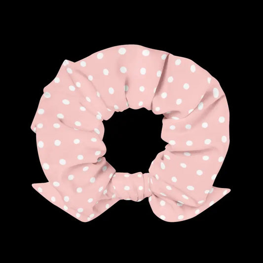 Eco-chic Hair Flair: White Polka Dot Scrunchie Style - Accessory