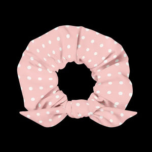 White Polka Dots Scrunchie - Eco Friendly Hair Tie - Dipaliz - Ponytail Holders